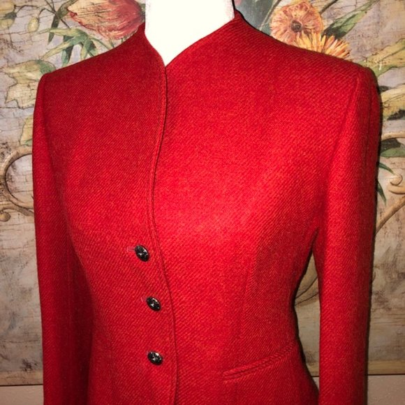 Sz 6 Evan Picone Vintage 100% Wool Red Jacket - Picture 1 of 13